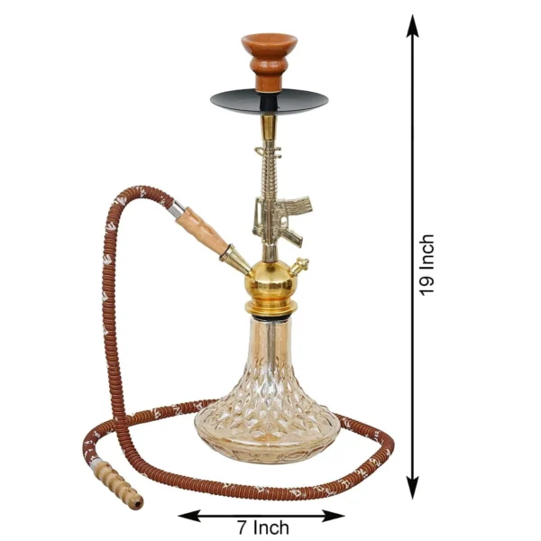 Designer D Base Style Red Golden Gun Hookah Set (19 Inches) - Image 4