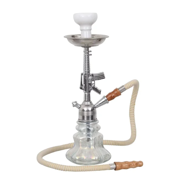 Premium Designer Silver Gun Matki Hookah Set (15.50 Inch) - Image 3