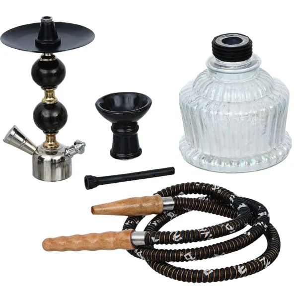 Premium Designer Football Style 15 Inch Glass,Iron QT Hookah Set ( Black) - Image 3