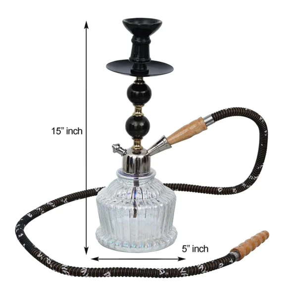 Premium Designer Football Style 15 Inch Glass,Iron QT Hookah Set ( Black) - Image 2