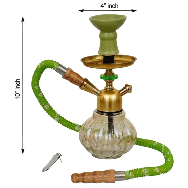Premium Designer Pumpkin Glass Hookah Set ( 10 Inches,Green) - Image 3