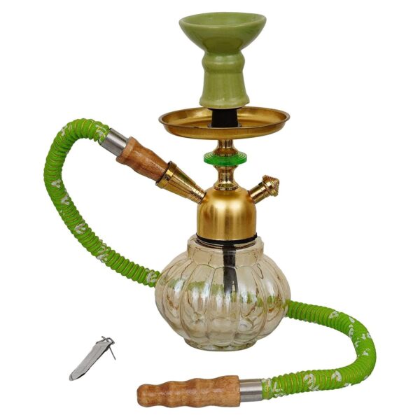 Premium Designer Pumpkin Glass Hookah Set ( 10 Inches,Green) - Image 2