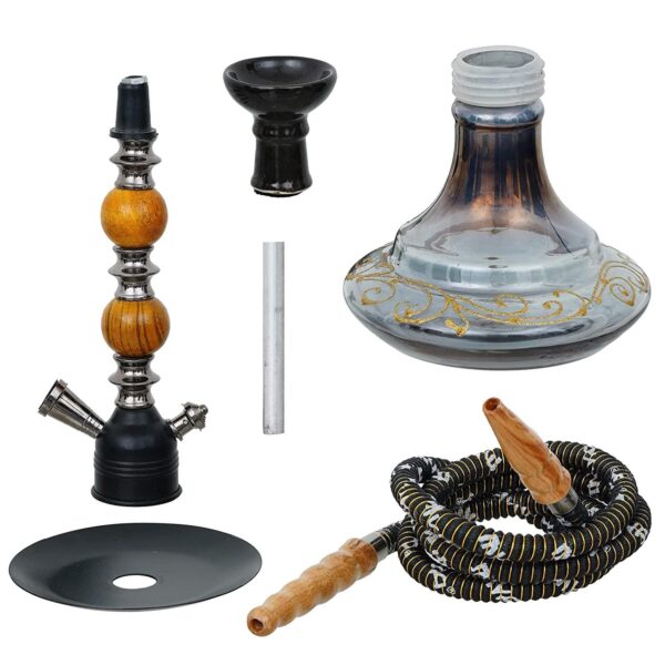 Designer Crystal Black FootBall Style D base Hookah Set ( 17 Inches) - Image 4