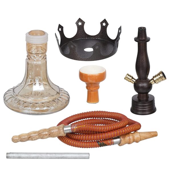 Premium King Designer D Base Style Red Brown Hookah Set (17 Inches) - Image 2