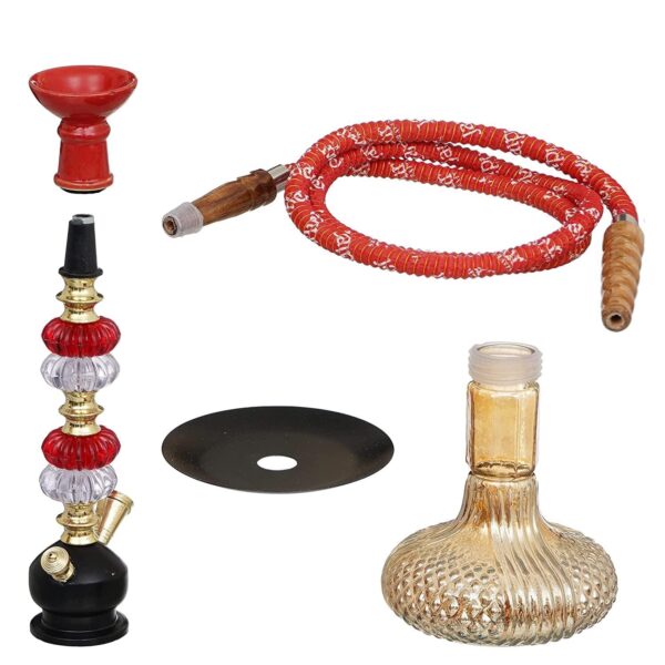 Premium Designer Russian Style Hookah Set (Red, 18.50 Inches) - Image 4