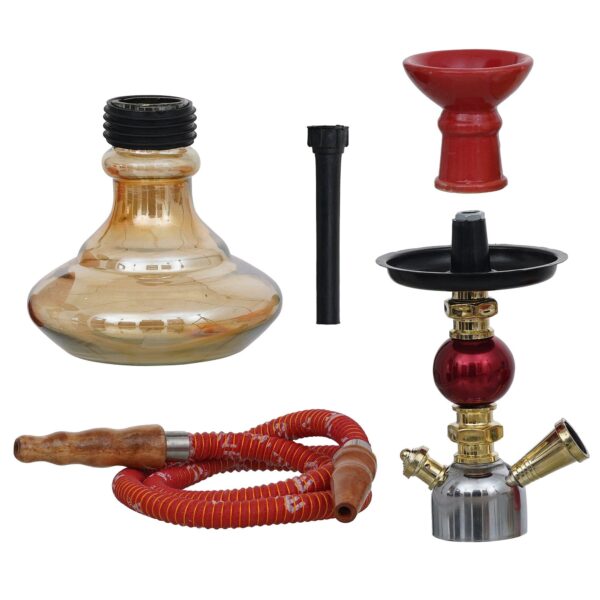 Designer Crystal D-Base Style Hookah Set ( 12 Inches, Red,Gold) - Image 2