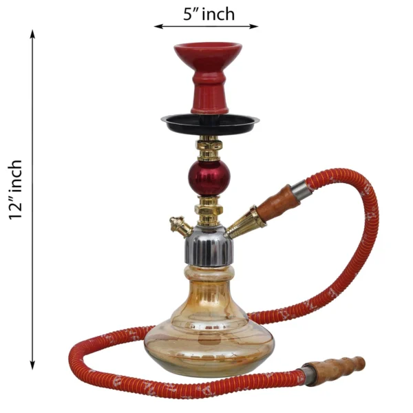 Designer Crystal D-Base Style Hookah Set ( 12 Inches, Red,Gold) - Image 3